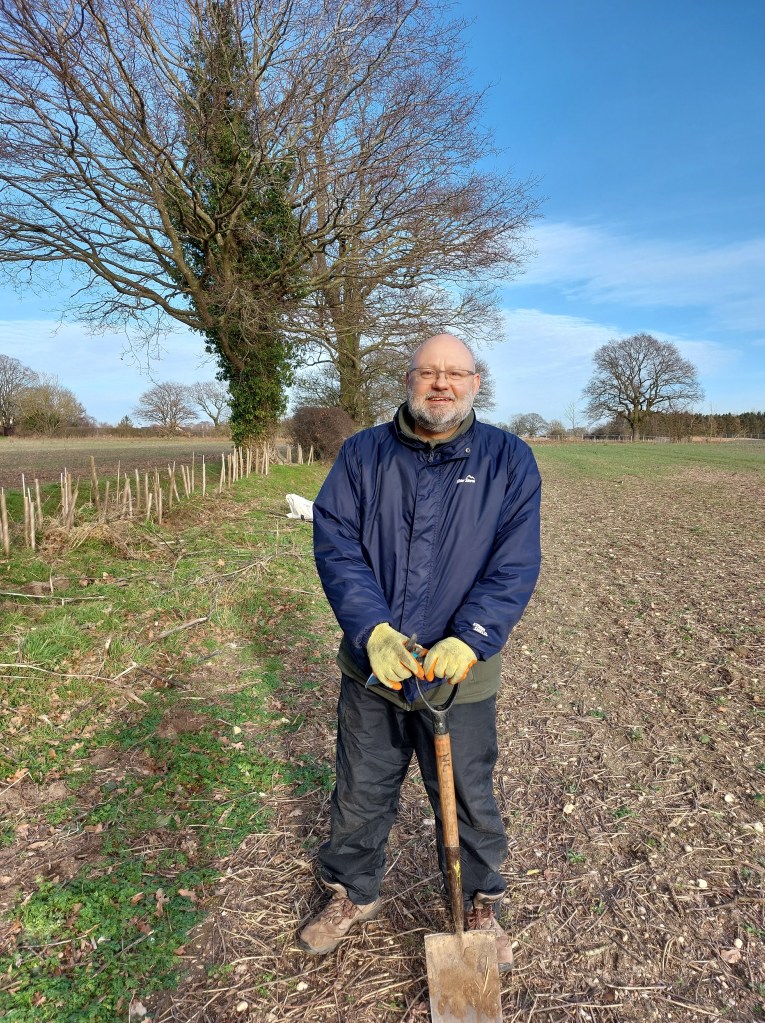 Lee with a spade ready for action